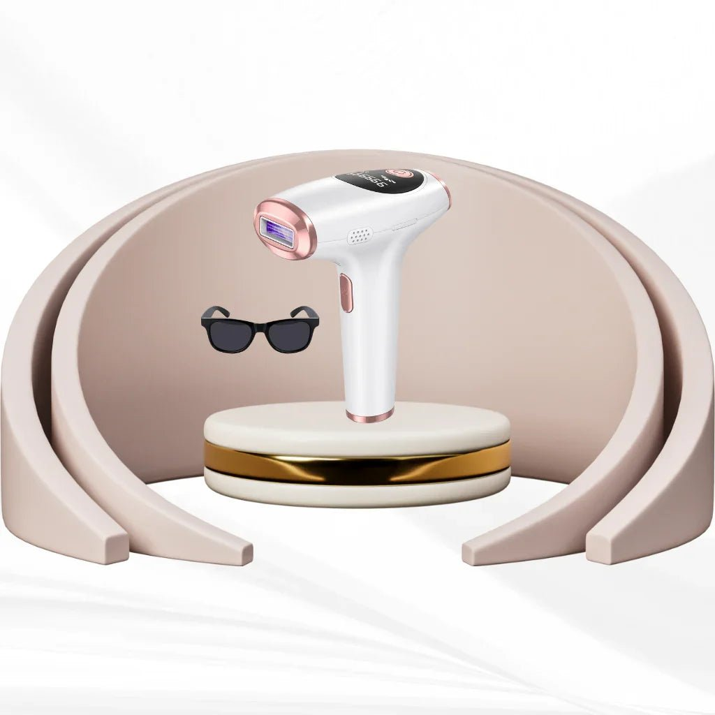 IPL hair removal device with attachments on a white background