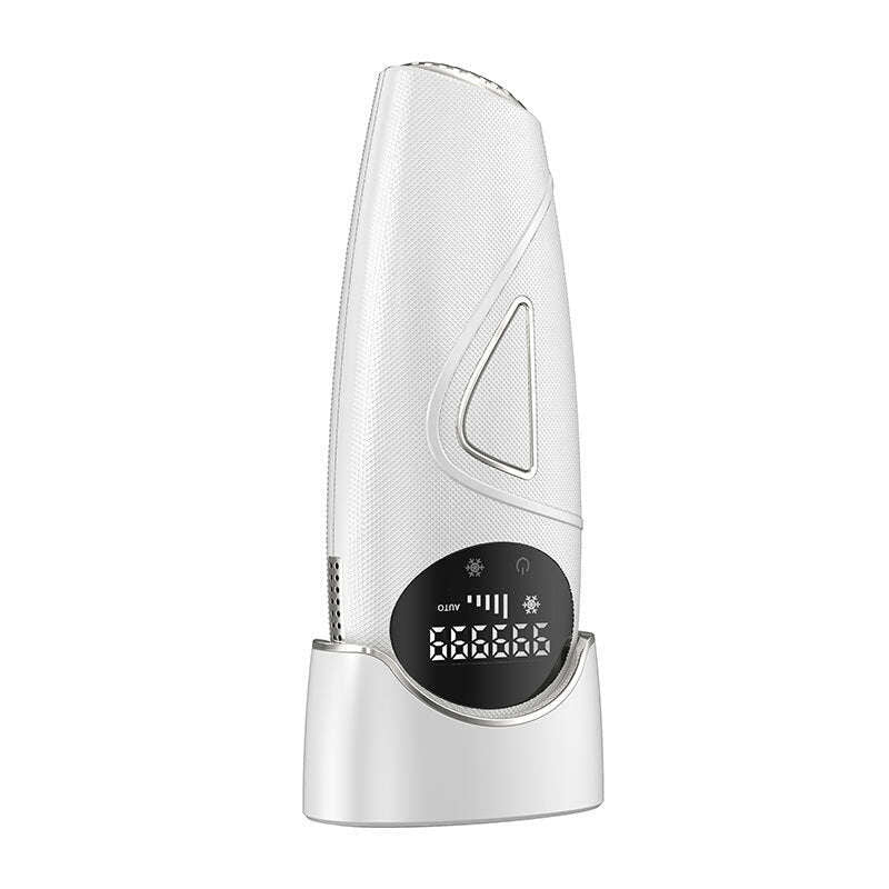 White IPL Hair reduction device with digital display on a white background