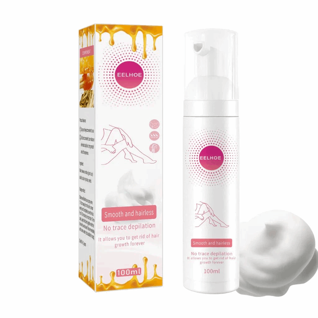 Eelhoe Unisex hair removal spray packaging and bottle on a white background