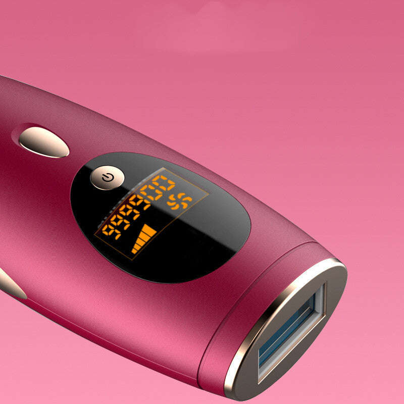 Pink IPL Hair reduction device with digital display on a pink background
