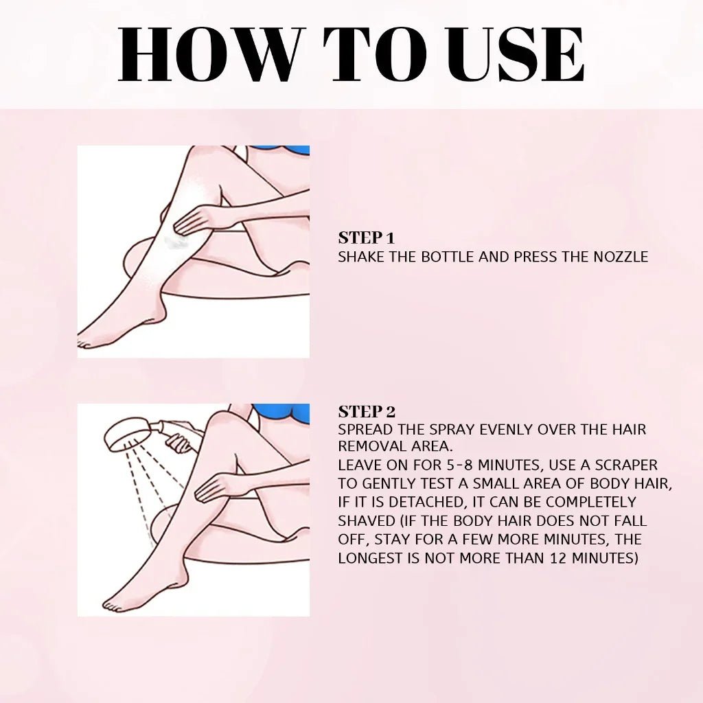 Gentle Hair Removal Spray for Women – 100ml Foam Mousse for Legs, Arms, Bikini, Armpits | Painless, Non - Irritating Depilatory Cream - SMOOVELUXE