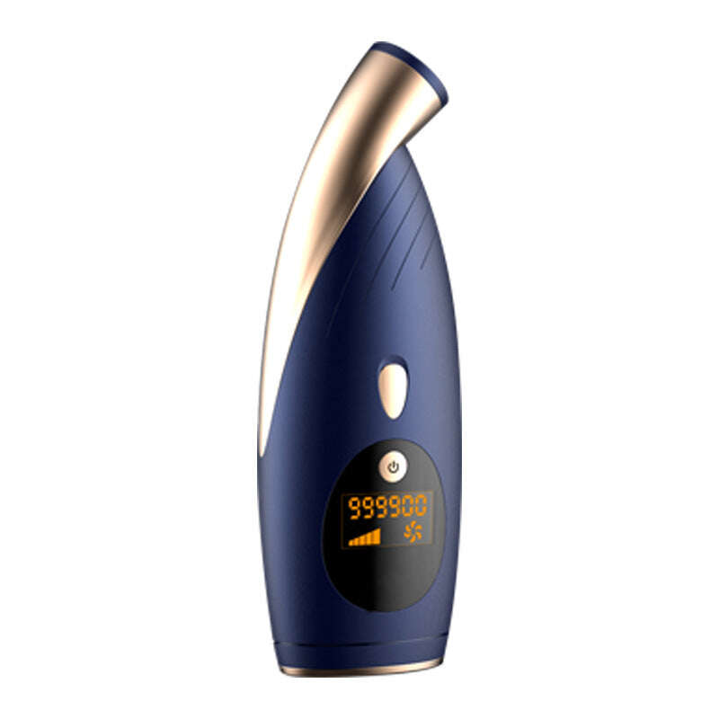 Blue and gold IPL Hair reduction device with digital display on a white background