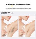 Before and after underarm hair removal spray showing smooth skin.