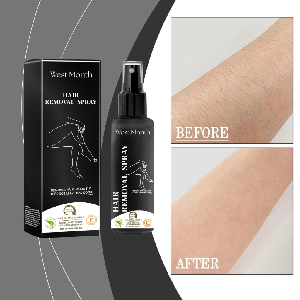 West Month Unisex Painless Hair Removal Spray – Fast & Gentle Depilatory for Smooth Legs, Arms & Body- (100ml)