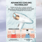 IPL hair removal device with cooling technology on a light purple background