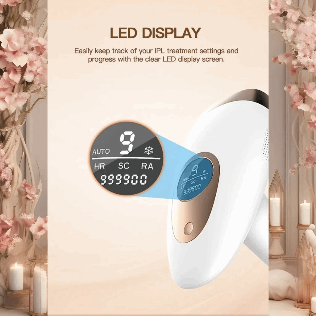 IPL device with LED display on a decorative background