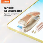 IPL Hair reduction device with Sapphire Ice-Cooling Tech on a white background, featuring VEVOR branding.