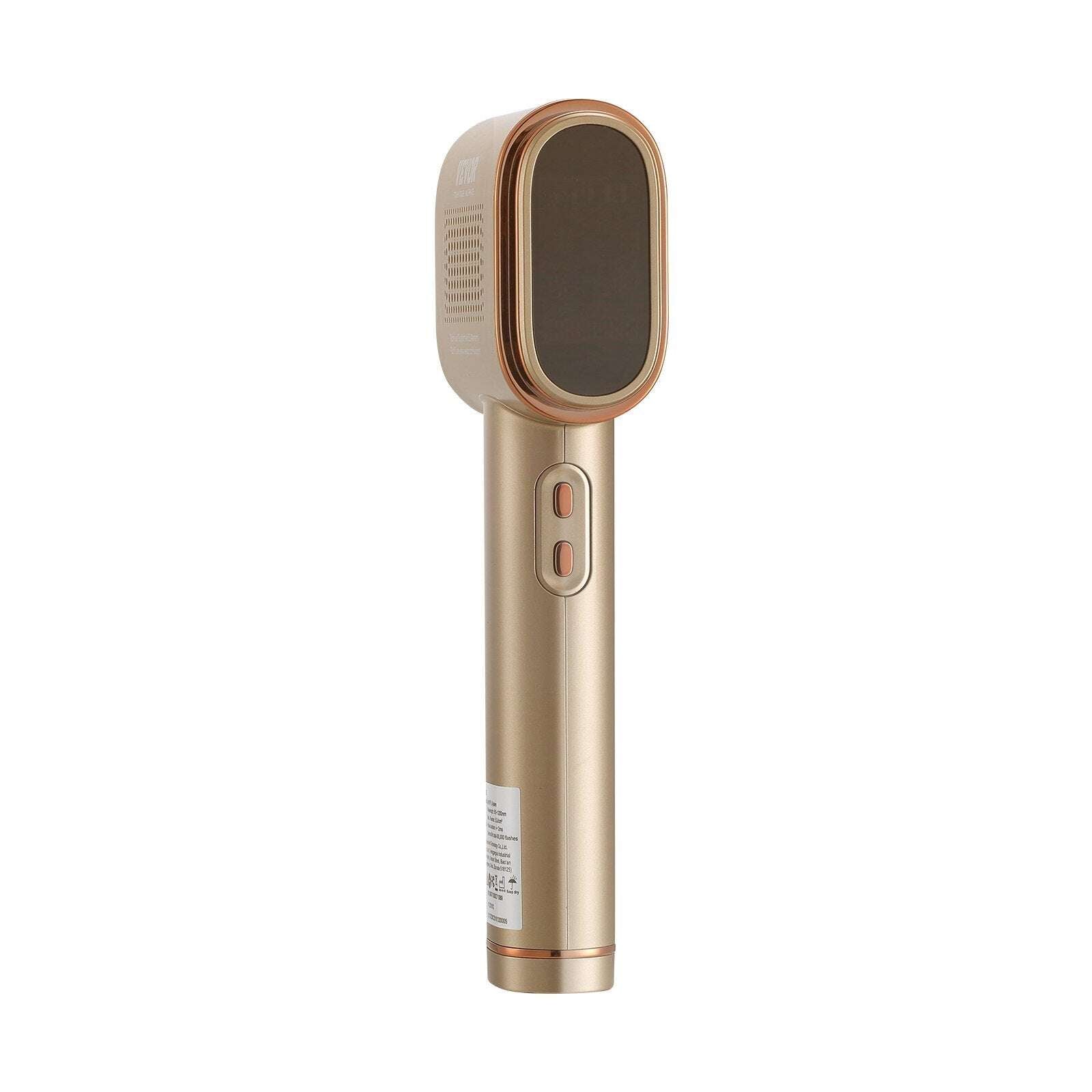 Gold IPL Hair reduction device with a screen on a white background